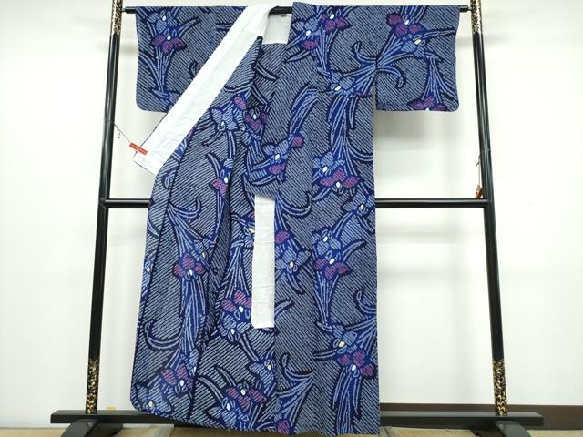 平和屋着物∴夏物 浴衣 有松鳴海絞り 杜若 綿 逸品 CAAW1142ng