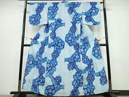 平和屋着物∴夏物 浴衣 有松鳴海絞り 枝花文 綿 逸品 未使用 CAAW1144ng