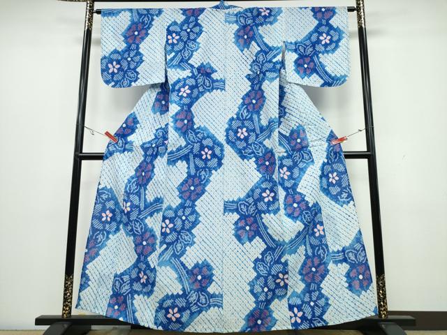 平和屋着物∴夏物 浴衣 有松鳴海絞り 枝花文 綿 逸品 未使用 CAAW1144ng