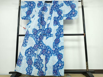 平和屋着物∴夏物 浴衣 有松鳴海絞り 枝花文 綿 逸品 未使用 CAAW1144ng
