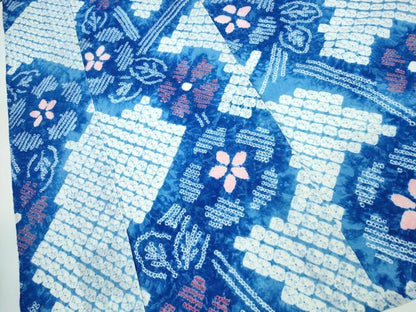 平和屋着物∴夏物 浴衣 有松鳴海絞り 枝花文 綿 逸品 未使用 CAAW1144ng