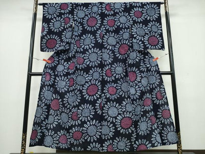 平和屋着物∴夏物 浴衣 有松鳴海絞り 向日葵 ひまわり 綿 逸品 CAAW1147ng
