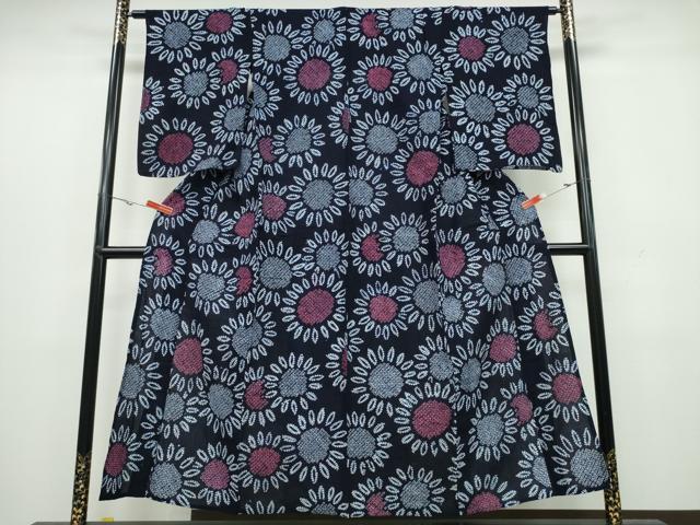 平和屋着物∴夏物 浴衣 有松鳴海絞り 向日葵 ひまわり 綿 逸品 CAAW1147ng