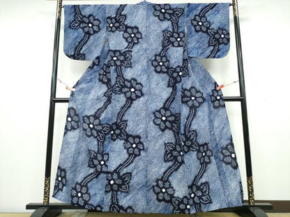 平和屋着物∴夏物 浴衣 有松鳴海絞り 舞菊文 綿 逸品 CAAW1149ng