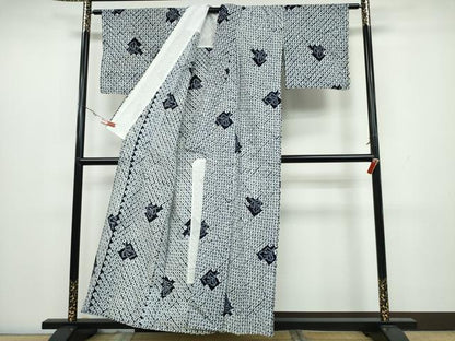 平和屋着物∴夏物 浴衣 有松鳴海絞り 蜘蛛絞り 舞葉文 綿 逸品 CAAW1153ng