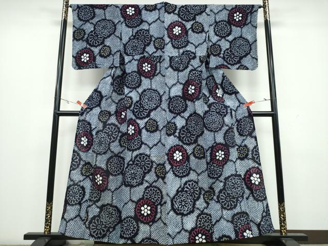 平和屋着物∴夏物 浴衣 有松鳴海絞り 亀甲舞菊文 綿 逸品 CAAW1157ng