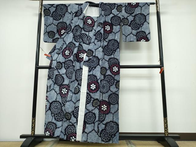 平和屋着物∴夏物 浴衣 有松鳴海絞り 亀甲舞菊文 綿 逸品 CAAW1157ng