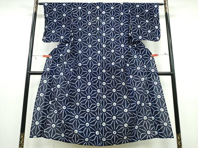平和屋着物∴夏物 浴衣 有松鳴海絞り 麻の葉文様 綿 逸品 未使用 CAAW1158ng