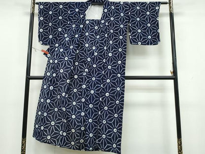 平和屋着物∴夏物 浴衣 有松鳴海絞り 麻の葉文様 綿 逸品 未使用 CAAW1158ng