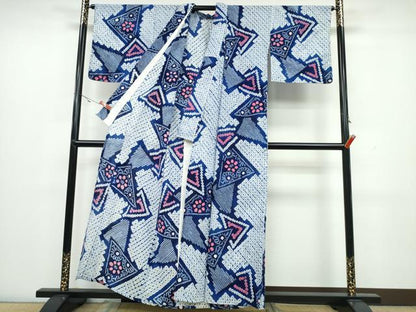 平和屋着物∴夏物 浴衣 有松鳴海絞り 吉祥花文 綿 逸品 CAAW1159ng
