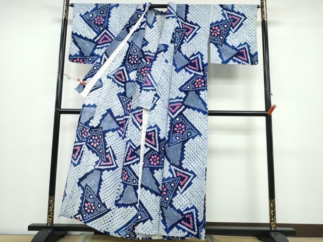平和屋着物∴夏物 浴衣 有松鳴海絞り 吉祥花文 綿 逸品 CAAW1159ng
