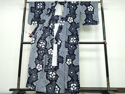 平和屋着物∴夏物 浴衣 有松鳴海絞り 舞花文 綿 逸品 CAAW1160ng