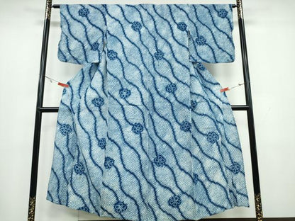 平和屋着物∴夏物 浴衣 有松鳴海絞り 立涌舞花文 綿 逸品 CAAW1163ng