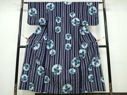 平和屋着物∴夏物 浴衣 団扇草花文 綿 逸品 CAAW1166ng
