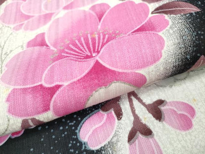 平和屋着物∴夏物 浴衣 舞桜 ラメ 銀彩 綿 逸品 CAAW1168ng