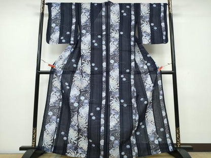 平和屋着物∴夏物 浴衣 縦綿絽 乱菊 間道 綿 逸品 CAAW1169ng