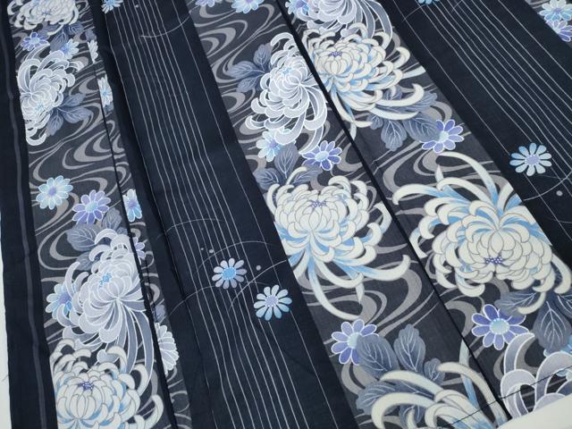 平和屋着物∴夏物 浴衣 縦綿絽 乱菊 間道 綿 逸品 CAAW1169ng