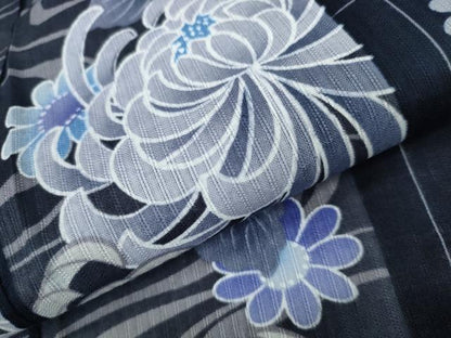 平和屋着物∴夏物 浴衣 縦綿絽 乱菊 間道 綿 逸品 CAAW1169ng