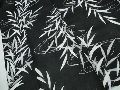 平和屋着物∴夏物 浴衣 流水笹文 黒地 綿 逸品 CAAW1170ng