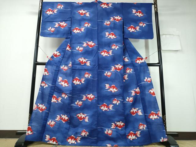 平和屋着物∴夏物 浴衣 金魚 綿 逸品 CAAW1173ng