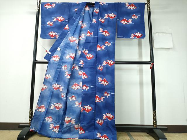 平和屋着物∴夏物 浴衣 金魚 綿 逸品 CAAW1173ng