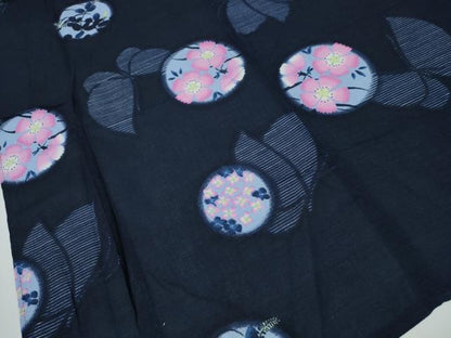 平和屋着物∴夏物　浴衣　綿紅梅　舞蝶花丸文　綿　逸品　CAAW1174ng