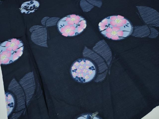 平和屋着物∴夏物　浴衣　綿紅梅　舞蝶花丸文　綿　逸品　CAAW1174ng