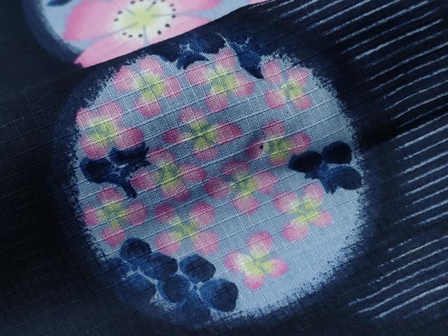 平和屋着物∴夏物　浴衣　綿紅梅　舞蝶花丸文　綿　逸品　CAAW1174ng