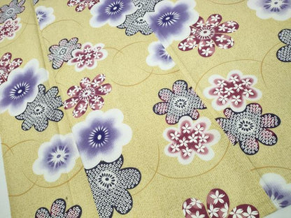 平和屋着物∴夏物 浴衣 綿紅梅 芝草舞花文 綿 逸品 CAAW1175ng