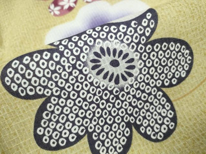 平和屋着物∴夏物 浴衣 綿紅梅 芝草舞花文 綿 逸品 CAAW1175ng