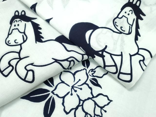 平和屋着物∴夏物 浴衣 馬 舞花文 綿 逸品 CAAW1176ng