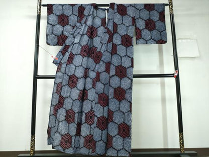 平和屋着物∴夏物 浴衣 有松鳴海絞り 亀甲吉祥文 綿 逸品 CAAW1177ng
