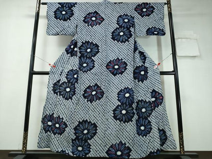 平和屋着物∴夏物 浴衣 有松鳴海絞り 舞菊文 綿 逸品 CAAW1178ng