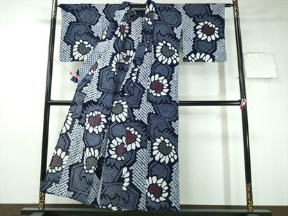 平和屋着物∴夏物 浴衣 有松鳴海絞り ひまわり 向日葵 亀甲文 綿 逸品 CAAW1179ng