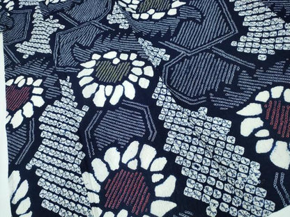 平和屋着物∴夏物 浴衣 有松鳴海絞り ひまわり 向日葵 亀甲文 綿 逸品 CAAW1179ng