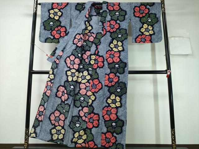 平和屋着物∴夏物 浴衣 有松鳴海絞り 舞花文 綿 逸品 CAAW1181ng