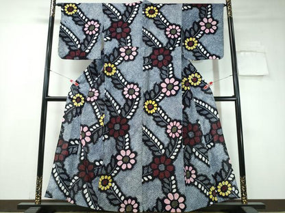 平和屋着物∴夏物 浴衣 有松鳴海絞り 枝葉花文 綿 逸品 CAAW1182ng