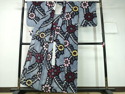平和屋着物∴夏物 浴衣 有松鳴海絞り 枝葉花文 綿 逸品 CAAW1182ng