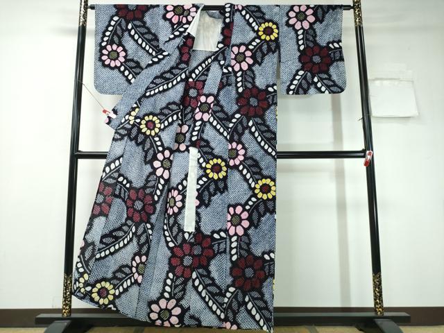 平和屋着物∴夏物 浴衣 有松鳴海絞り 枝葉花文 綿 逸品 CAAW1182ng