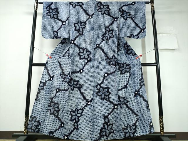 平和屋着物∴夏物 浴衣 有松鳴海絞り 枝花文 綿 逸品 未使用 CAAW1183ng
