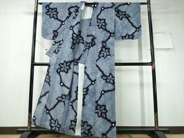 平和屋着物∴夏物 浴衣 有松鳴海絞り 枝花文 綿 逸品 未使用 CAAW1183ng