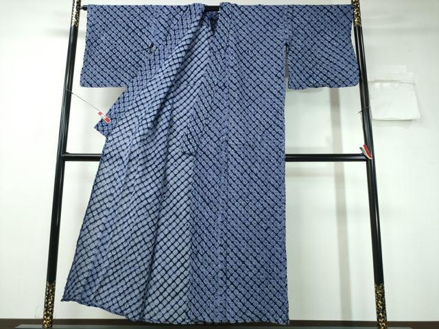 平和屋着物∴夏物 浴衣 有松鳴海絞り 蜘蛛絞り 斜線文 綿 逸品 CAAW1185ng
