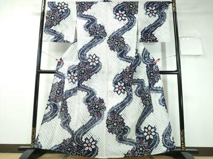 平和屋着物∴夏物 浴衣 有松鳴海絞り 流水舞花文 綿 逸品 CAAW1186ng