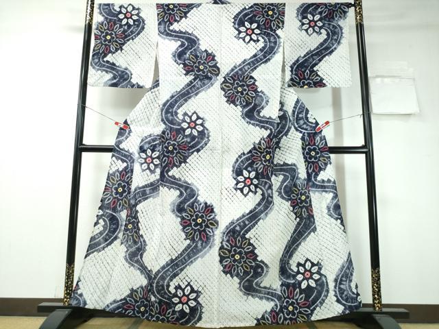平和屋着物∴夏物 浴衣 有松鳴海絞り 流水舞花文 綿 逸品 CAAW1186ng