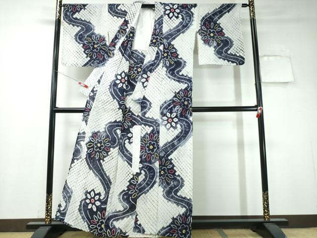 平和屋着物∴夏物 浴衣 有松鳴海絞り 流水舞花文 綿 逸品 CAAW1186ng