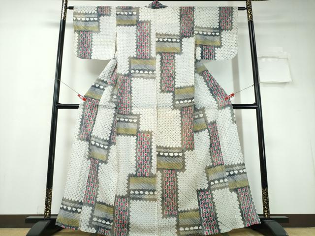 平和屋着物∴夏物 浴衣 有松鳴海絞り 幾何学文様 綿 逸品 CAAW1188ng