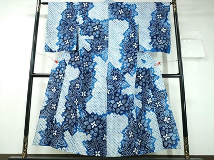 平和屋着物∴夏物　浴衣　有松鳴海絞り　舞花文　綿　逸品　CAAW1189ng