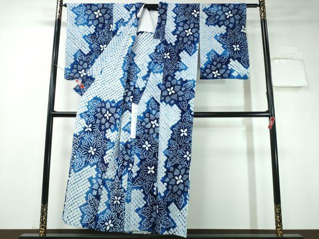 平和屋着物∴夏物　浴衣　有松鳴海絞り　舞花文　綿　逸品　CAAW1189ng