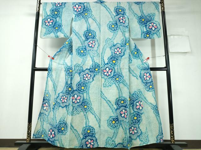 平和屋着物∴夏物 浴衣 有松鳴海絞り 枝葉菊文 綿 逸品 CAAW1190ng