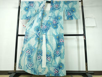 平和屋着物∴夏物 浴衣 有松鳴海絞り 枝葉菊文 綿 逸品 CAAW1190ng